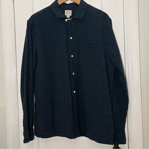 J Crew Seersucker Organic Cotton Button Down Large NWOT